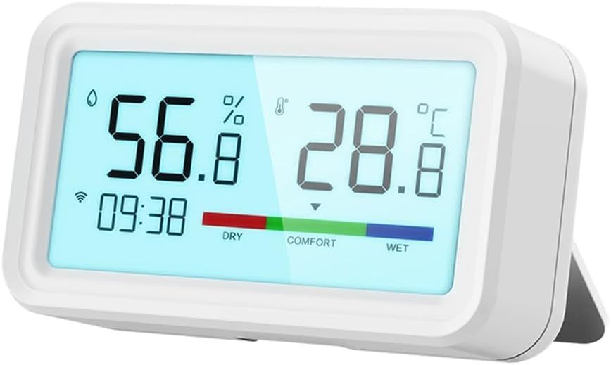 Sensor de Temperatura y Humedad TermóMetro InaláMbrico HigróMetro con LCD Alarma de ConexióN Remota para el Hogar