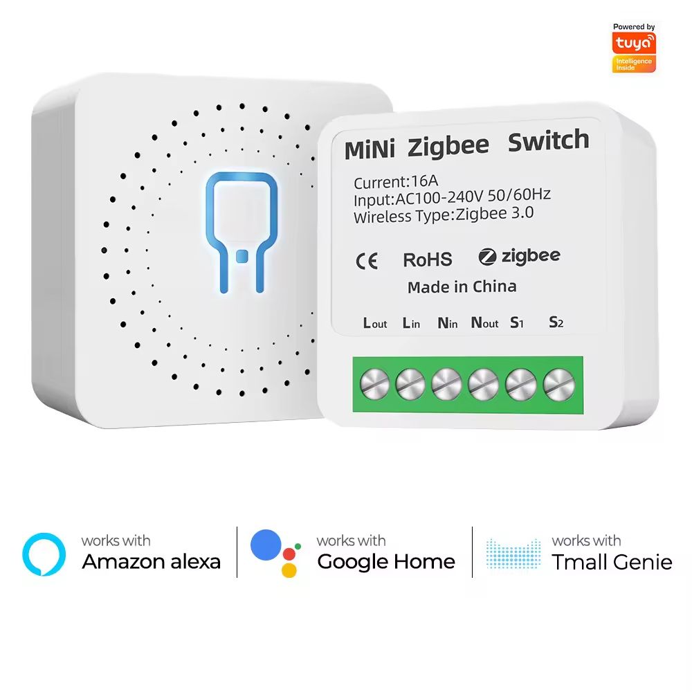 Mini Relé Smart Zigbee HNB 16A Compatible Tuya Smart Life para Automatización Inteligente