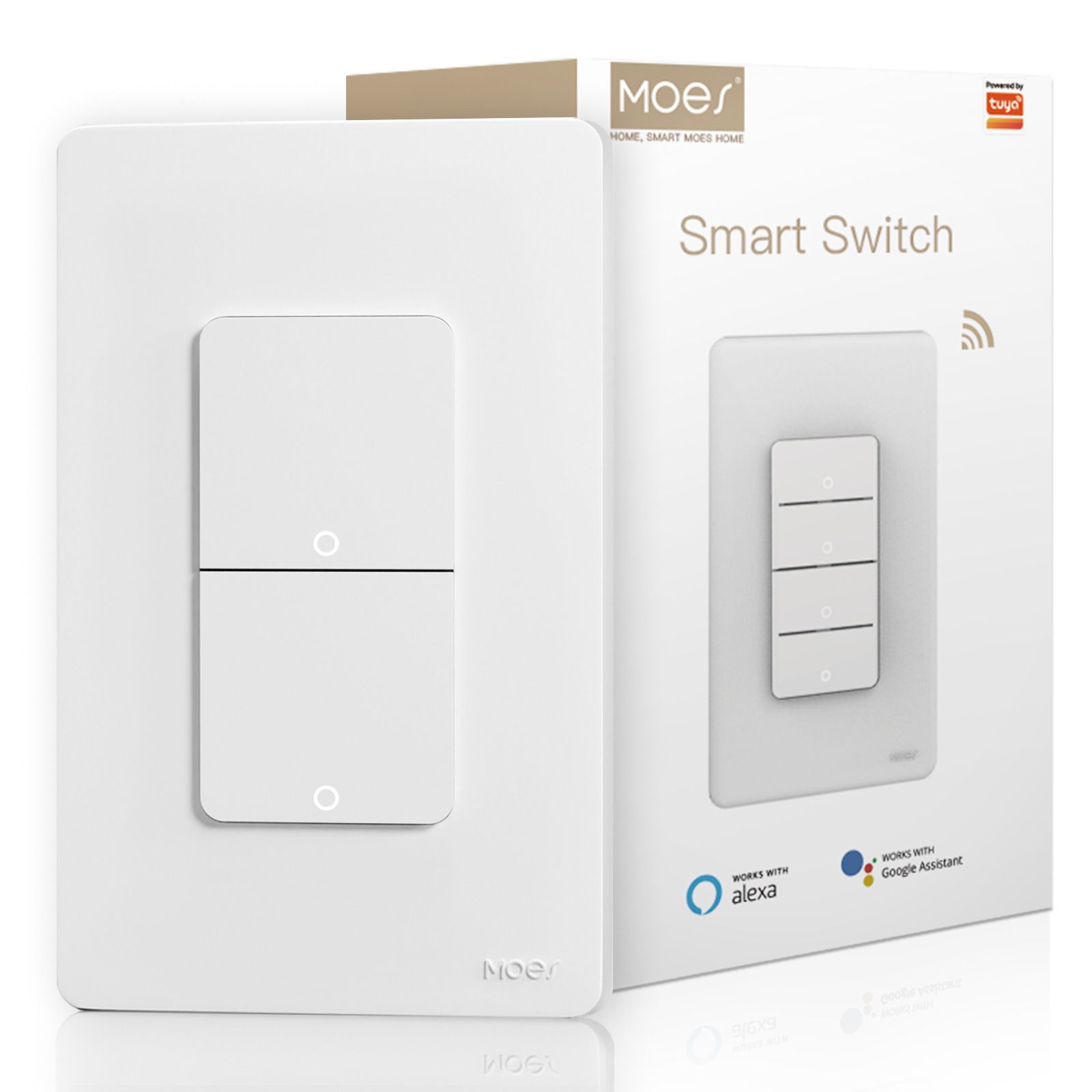 Interruptor Smart MOES  2 Linea blanco